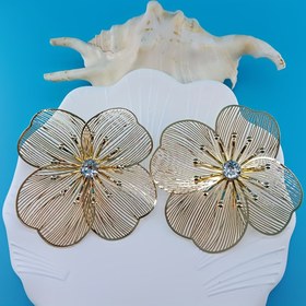 Resim 1 Çift Zarif Klasik Boş Metal Kadın Çiçek Küpeleri Basit Moda Trend Tasarımı 