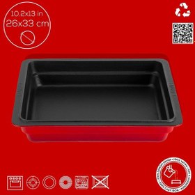 Resim Lava Servis Tabağı 26 X 33 Cm Kırmızı Siyah 