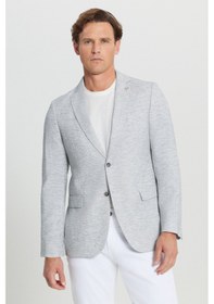 Resim AC&Co / Altınyıldız Classics Erkek Grı Slim Fit Dar Kesim Mono Yaka Kapak Cepli Blazer Ceket Grı 