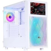 Resim POWERBOOST PB-P4367BW 3-RGB FANLI LCD EKRANLI GAMING MID-TOWER PC KASASI BEYAZ 