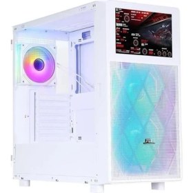 Resim POWERBOOST PB-P4367BW 3-RGB FANLI LCD EKRANLI GAMING MID-TOWER PC KASASI BEYAZ 