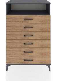 Resim Hyperion Dolap Tek Raflı 6 Çekmeceli 88x44x134 Antrasit-çam Antrasit 