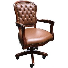 Resim Masifart_Mobilya Masifart Platin Klasik Ofis Çalışma Koltuğu Ceviz Kapitoneli 