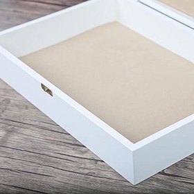 Resim Özel Tasarım Lüks Beyaz Renk Ahşap Kutu (39x27) 