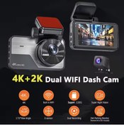 Resim Venas Geniş açı 4K ön ve Arka 2K Ultra HD 2 Kameralı wifi Hafıza kartına kayıtlı araç kamerası 