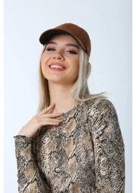 Resim Shopiolog Kahverengi Nubuk Süet Ayarlanabilir Kep Şapka 