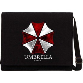 Resim Resident Evil Umbrella Corp Siyah Kanvas Postacı Çantası - Siyah 