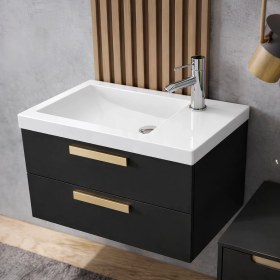 Resim Turavit Ida Dikdörtgen Etajer Uyumlu Beyaz Lavabo 28X45 cm ID0703 