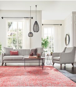 Resim Enza Home Fabia Koltuk Takımı, Keten Dokulu, 3+1 - Açık Gri 