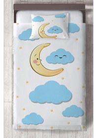 Resim Mekta Home Bebek Ve Çocuk Odası Ay Dede Ve Bulut Desenli Yatak Örtüsü Renkli 