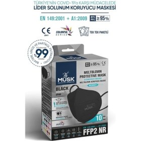Resim Musk Ffp2/N95 Maske Siyah Renk 10 Adet 