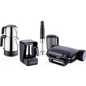 Resim Korkmaz Moderna 10 Parça Elektrikli Çeyiz Seti Paslanmaz Çelik Siyah-Gri Renkli Mutfak Aletleri 