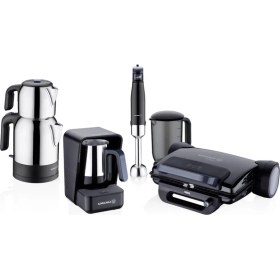 Resim Korkmaz Moderna 10 Parça Elektrikli Çeyiz Seti Paslanmaz Çelik Siyah-Gri Renkli Mutfak Aletleri 