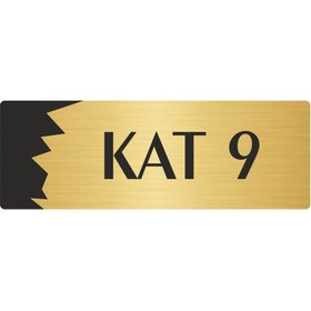 Resim Özarslan Dizayn Metal Departman Kapı İsimliği, Yönlendirme levhası Kat (9) 10X20 Cm Altın Renk 