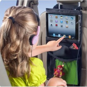 Resim Araç Koltuk Arkası Tablet Tutucu 3 Cepli Eşya Düzenleyici Organizer 