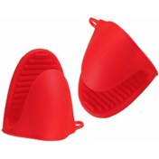 Resim Pişirme, Yemek Pişirme, Izgara İçin Kalın Silikon Fırın Eldiveni Kırmızı 