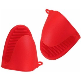 Resim Pişirme, Yemek Pişirme, Izgara İçin Kalın Silikon Fırın Eldiveni Kırmızı 