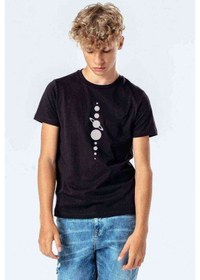 Resim Tshirthane Silhouette Planets Baskılı Unisex Çocuk Siyah Tshirt 