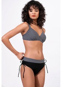 Resim Endeep Kadın Puantiye Desenli Bağcık Detaylı Toparlayıcı Siyah Bikini Takımı 