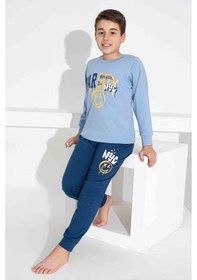 Resim Tarık Erkek Çocuk Desenli Uzun Kollu Pijama Takımı-958 Mavi 