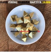 Resim Kabara Raptiye Koltuk Çivisi Kare Sarı Pirinç Renk Çapı:19 MM 100 