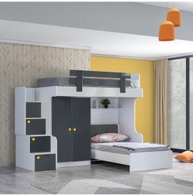 Resim Setaymobilya Ranza, Metris Merdivenli Ranza Karyola 2 Kapaklı Dolap 