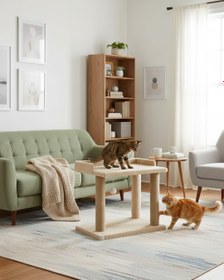 Resim Reyo Pet Teraslı Yataklı Ponponlu Kedi Tırmalaması Bej 