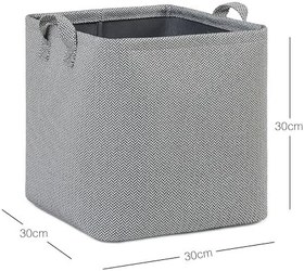 Resim Ocean Home Textile Antrasit Renk Dokulu Kumaş Sepet 30 x 30 x 30 cm 