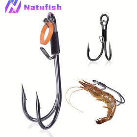 Resim 10 adet Natufish Çift Kanca Canlı Karides Kancaları - Tuzlu Su ve Tatlısu için Yüksek Mukavemetli Korozyona Dayanıklı Balıkçılık Kancaları, Karidesi Hayatta Tutmak İçin Delme Gerektirmeyen Tasarım, Levrek, Alabalık için Güvenli Tutuş 
