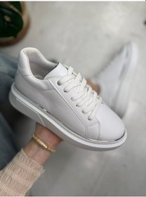 Resim Günlük Kadın Spor Ayakkabı Bağcıklı Hafif Kalın Yüksek Taban Yürüyüş Sneaker 2135 Beyaz 