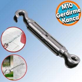 Resim Nzb Gerdirme Çelik Kanca Yük Halat Galvenizli Paslanmaz M10 