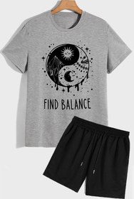 Resim Trend Sizde Unisex Ying Yang Şort T-shirt Eşofman Takımı 