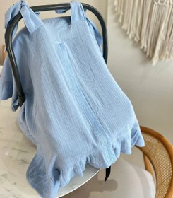 Resim Müslin Puset Örtüsü | Bebe Mavi | %100 Pamuk, Nefes Alabilir 