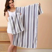 Resim 1 küçük havlu / 2'li set [1 küçük havlusu ve 1 banyo havlusunu içerir], küçük havlu 34,98x74,98 cm, büyük havlu 69,98x139,98 cm, erkekler ve kadınlar için mükemmel hediye. Üç renk seçeneği: yeşil, gri, kahverengi 