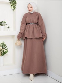 Resim Esre Store 917 - Üç İplik Kumaş Tesettür İkili Takım Camel 