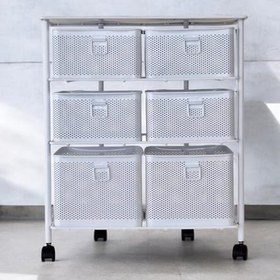 Resim Hafsa Home 3 Katlı Bölmeli Paslanmaz Metal Sebzelik (Beyaz) 