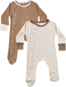 Resim tinylamb Milky Chocolate Bebek Tulum Takımı 2 Parça Unisex Organik Pamuk Yenidoğan Hediye Seti 