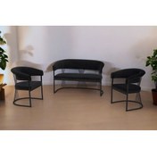 Resim Rozexi Rio Çay Seti Takımı Koltuk Takımı Oturma Odası Kafe Antre Hol Ofis 2+1+1 Siyah Metal 