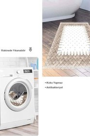 Resim Kaymaz Taban Djt Banyo Halı Star Pamuk Saçaklı Modern 1529 1529P1-9, Krem, 60 x 100 