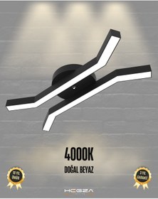 Resim Formica Siyah Kasa, Doğal Beyaz Işık Modern Plafonyer Led Avize Siyah 