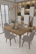 Resim DEREN HOME Alfa Serisi, 80x132 Açılabilir Mdf Mutfak Ve Yemek Masası Takımı 4 Adet Açık Gri Sandalye 