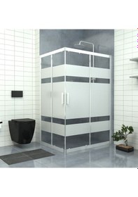 Resim Tekno Duş Silver Rigel 6mm Kumlamalı Cam Dikdörtgen Duşakabin Beyaz - Şeffaf 