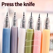 Resim 1 adet Hassas El Sanatları Kağıt Kesici Kalem - Geri Çekilebilir Bıçak, Sanatçılar, Zanaatkarlar ve Kendin Yap Projeleri için Ergonomik Sap - Ofis, Okul, Scrapbooking ve Kağıt El Sanatları için Çok Yönlü Araç - Karışık Renkler (Mavi, Mor, Yeşil, Pembe, Turuncu) 