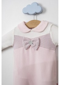 Resim Lamato Baby Sim Kalpli Bandanalı Fiyonklu Bebe Kız Tulum Pembe 