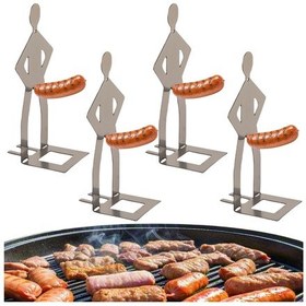 Resim Mufunye Dışarıda Mutfak: Çelik Isıya Dayanıklı 4'lü Sosis Izgarası - Tekrarlı Kullanım, Taşınabilir Bbq Aksesuarı 