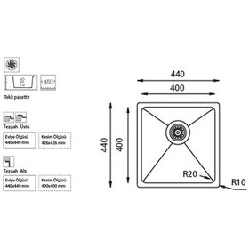 Resim Ukinox Me 451 45 x 40 Eviye 
