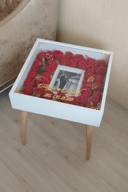 Resim Verda Çerçeve Fotoğraf Bölümlü İsimli Anı Sehpası! Özel Gün Çiçekleriniz İçin Yan Sehpa! Gül Sehpası!Çiçek Sehpası 