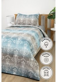 Resim Nova Lastikli Çarşaflı Tek Kişilik Nevresim Takımı - Petrol Petrol 