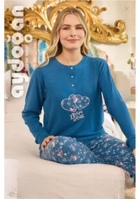 Resim Aydoğan Kadın Düğme Yaka Termal Pijama Takımı 240674m- 1 Adet Mavi 