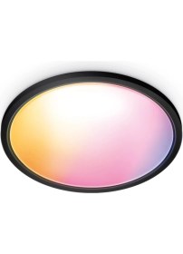 Resim Wiz Superslim 22W Siyah Sıva Üstü Rgb Akıllı LED Yuvarlak Panel Tavan Armatürü 42 cm Çapında 2600 Lumen 